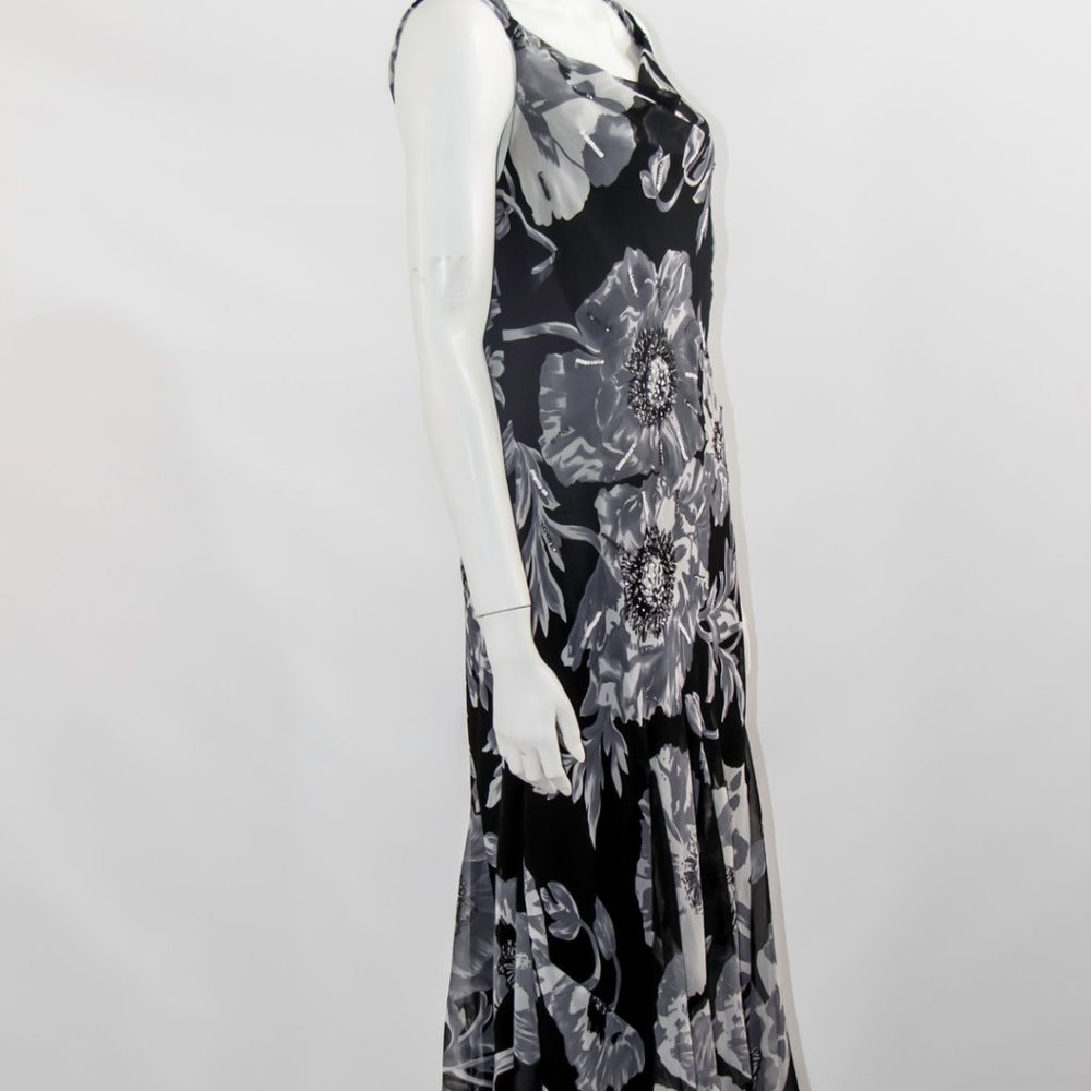 LISA MALO Floral Beaded Dress Cocktail Party Casual Sz 16 Large
